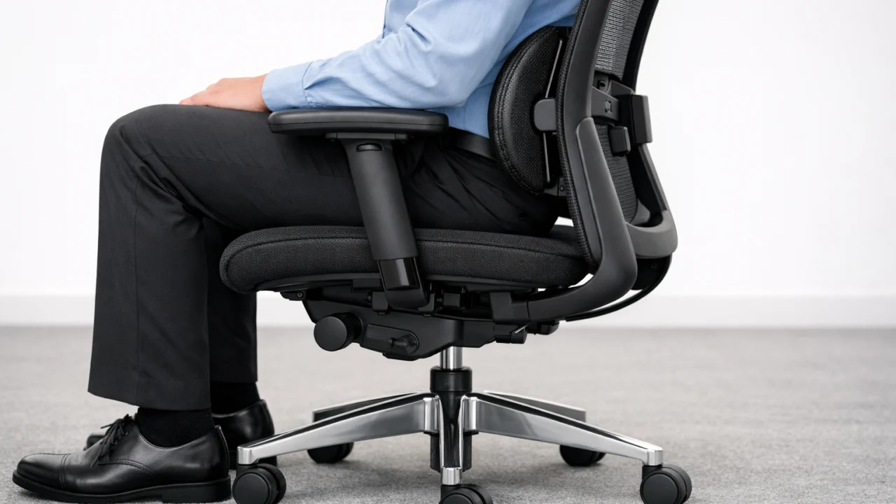Pravilno podešen uredski stolac s osloncem za leđa koji omogućuje neutralan položaj tijela