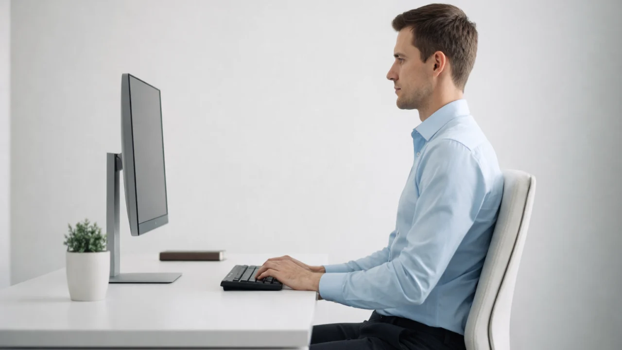 Ispravan položaj sjedenja za ergonomiju radnog mjesta bez naprezanja vrata i leđa