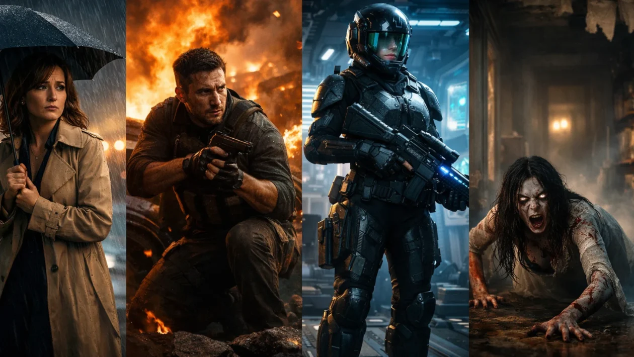 Vizualni prikaz filmskih žanrova i podžanrova kroz različite stilove, atmosferu i prepoznatljive elemente filma