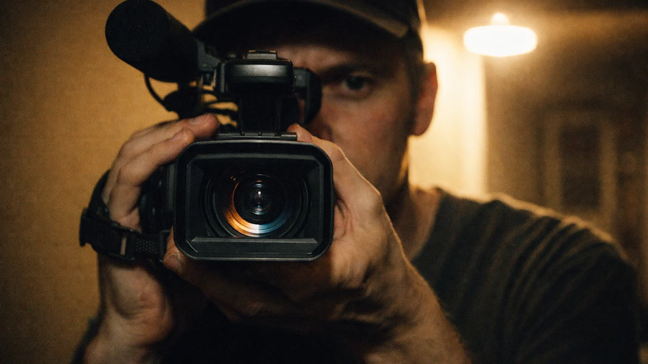 Detalj ručne kamere u found footage filmu s nesavršenim kadrom i sirovim svjetlom koji naglašava realizam