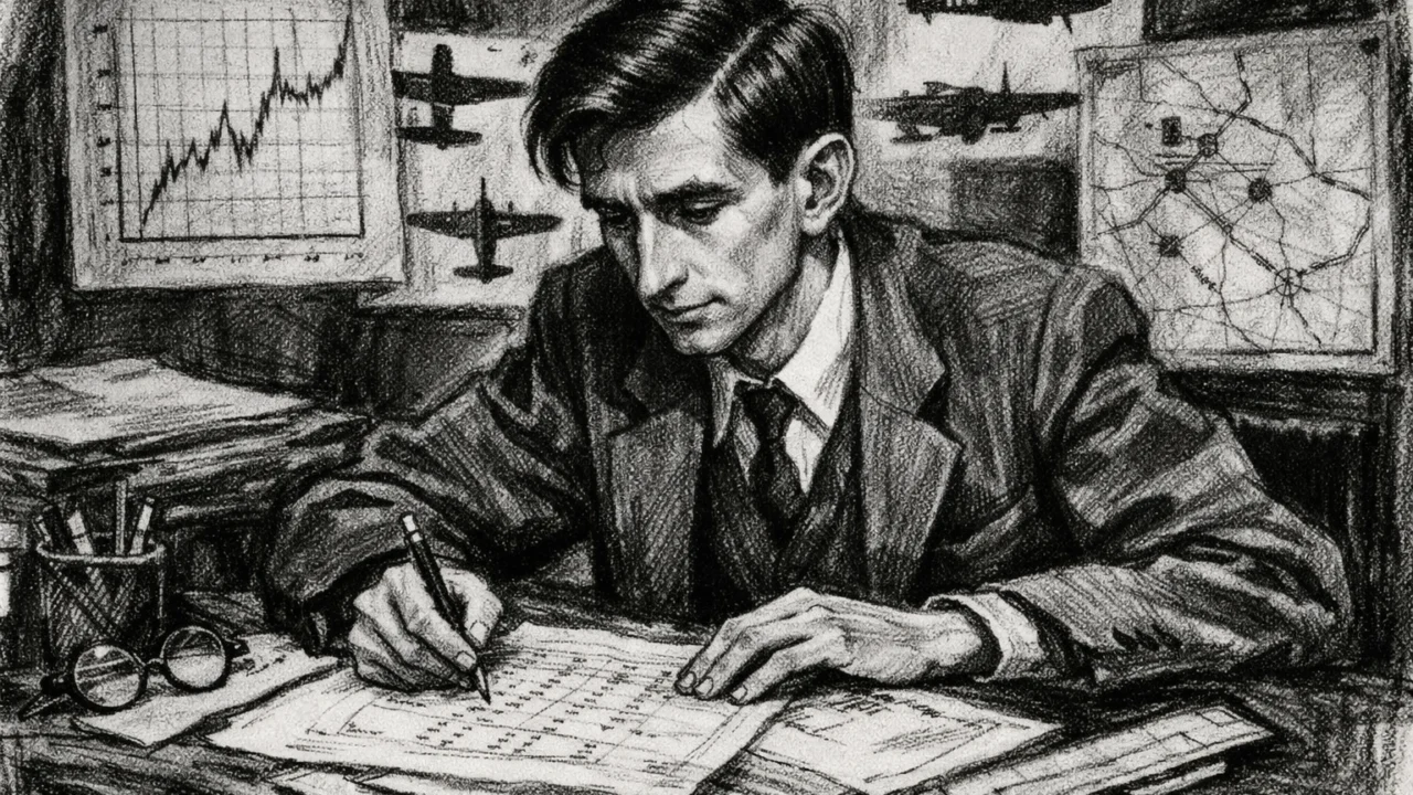 Freeman Dyson tijekom rada za Kraljevsko zrakoplovstvo, ratna znanstvena scena u ugalj stilu