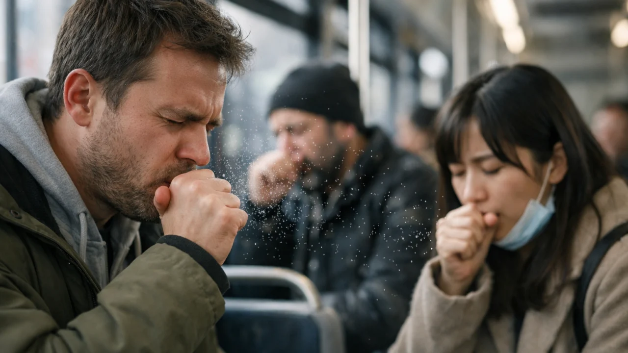 Prijenos gripe kapljičnim putem kašljanjem i kihanjem u zatvorenom prostoru