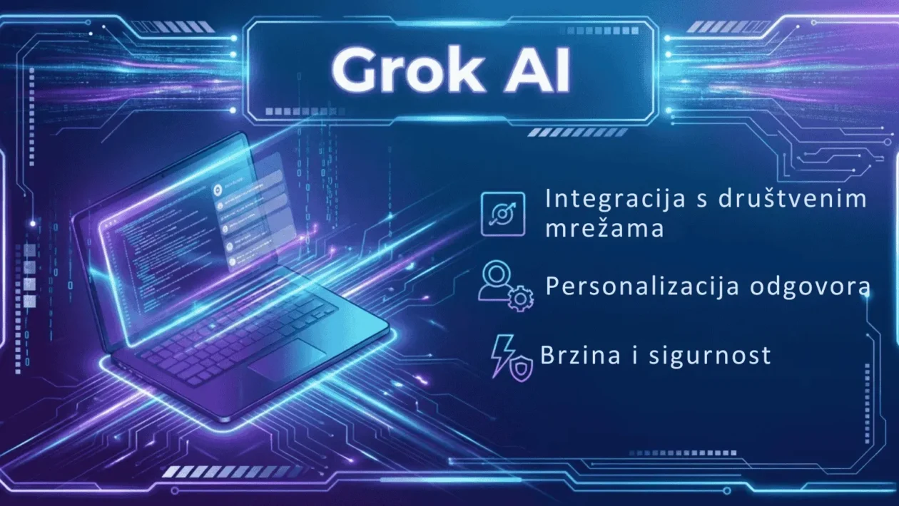 Infografika s ključnim značajkama grok AI alata