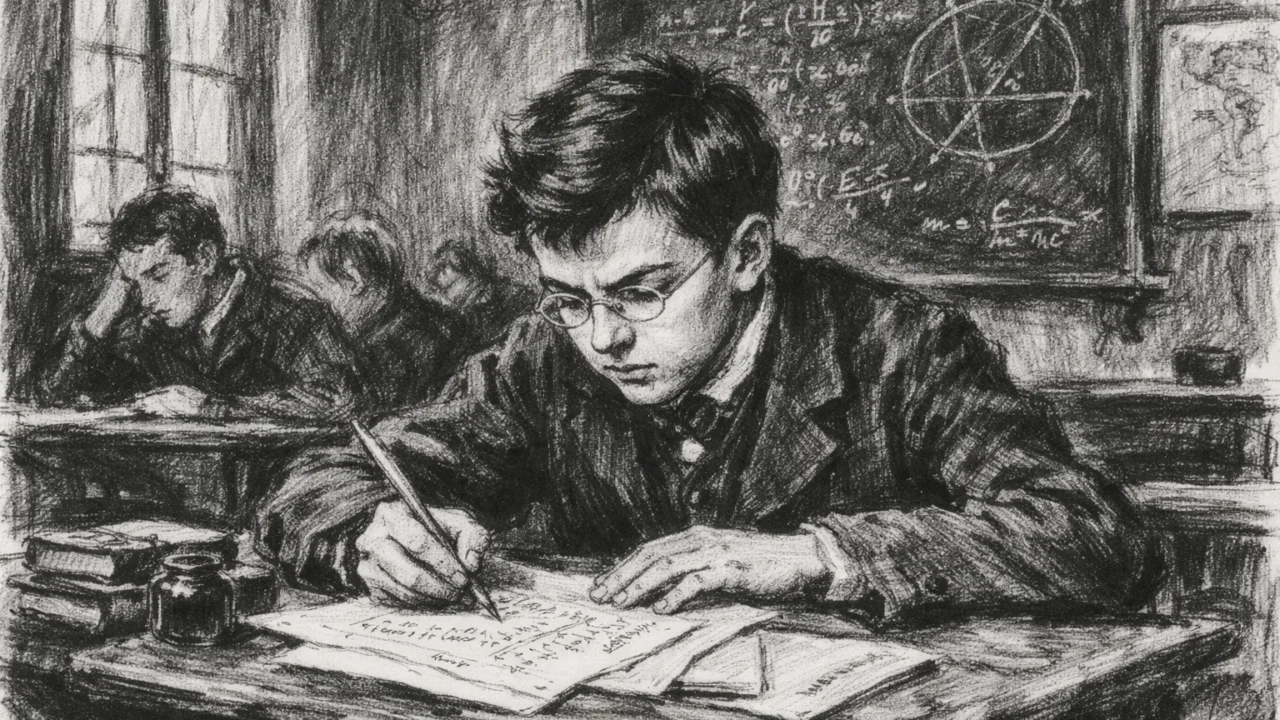 Henri Poincaré kao učenik u Lycée de Nancy, scena obrazovanja u ugalj stilu.