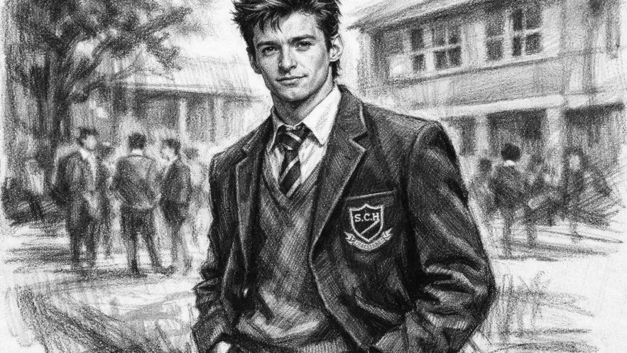 Mladi Hugh Jackman tijekom školovanja u Sydneju prikazan u ugalj stilu