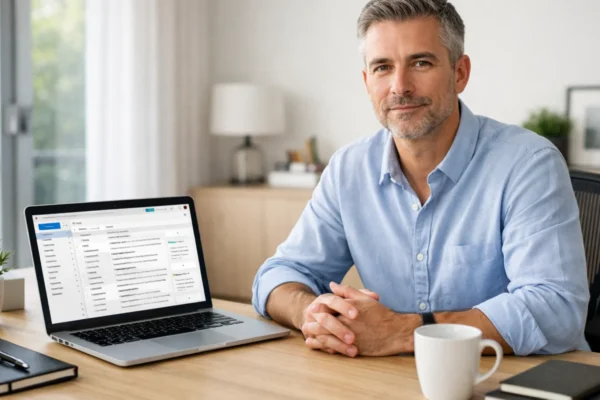 Mirno upravljanje inboxom nula u modernom uredu, fokusirani rad bez stresa i vizualnog nereda