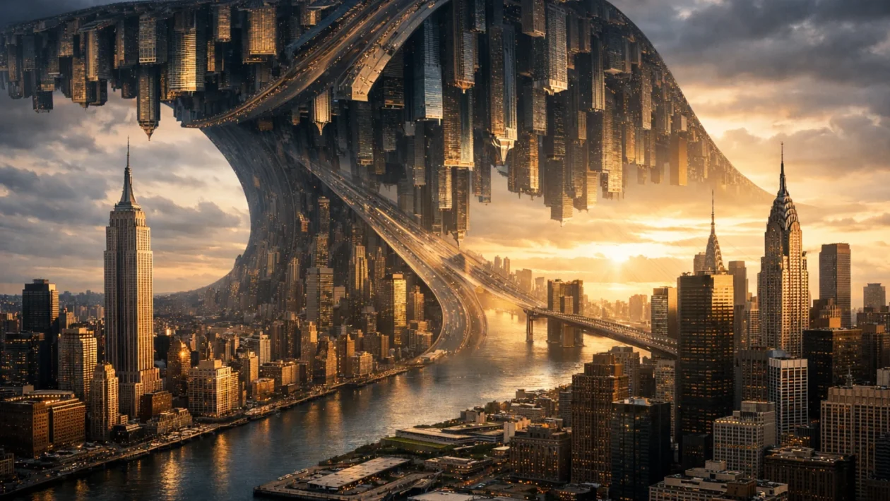 Inception vizualni motiv grada koji se savija, simbol slojevitih snova i kompleksne naracije Nolanova filma