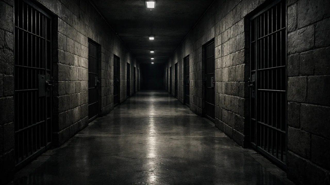 Dugi zatvorski hodnik u Shawshanku koji vizualno pojačava osjećaj samoće i protoka vremena