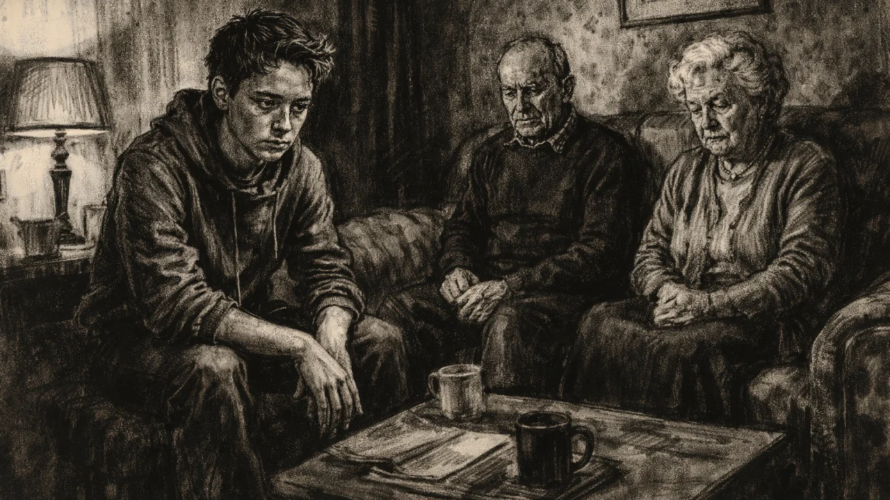 Mladi James McAvoy u djetinjstvu u Glasgowu, prizor iz obiteljskog života u ugalj stilu