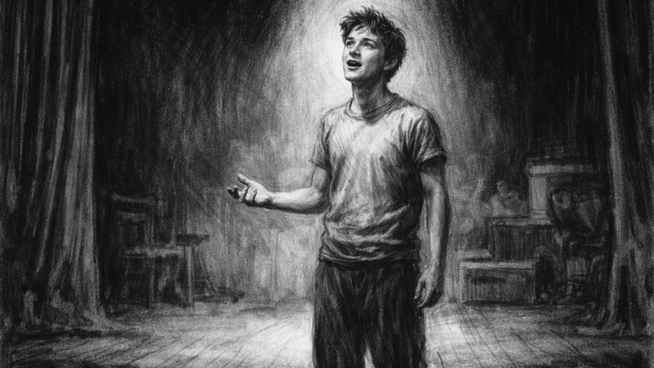 James McAvoy u ranoj školskoj predstavi, scenski prizor u ugalj stilu