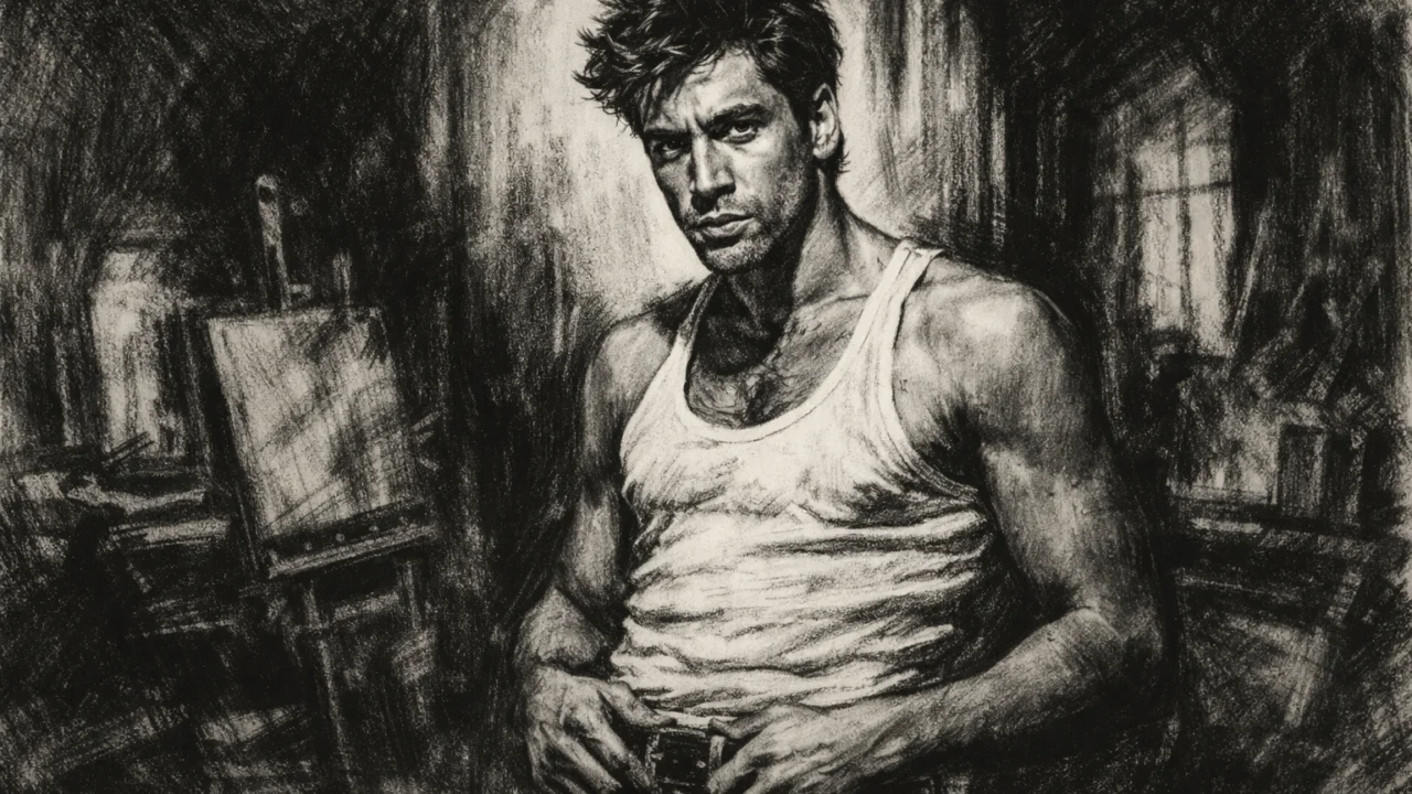 Rani filmski uspjeh Javiera Bardema, ugalj stil, crno-bijeli prikaz s dramatičnim sjenama