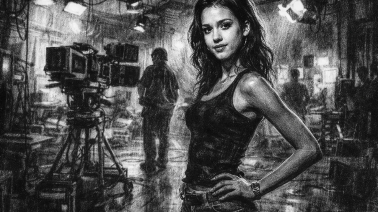 Početak TV karijere Jessice Albe u ugalj stilu, crno-bijeli prikaz