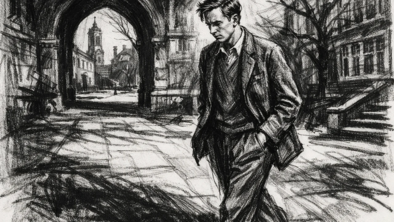 John Nash na Princetonu u uglj stil, umjetnički prikaz znanstvenog stvaranja i razmišljanja