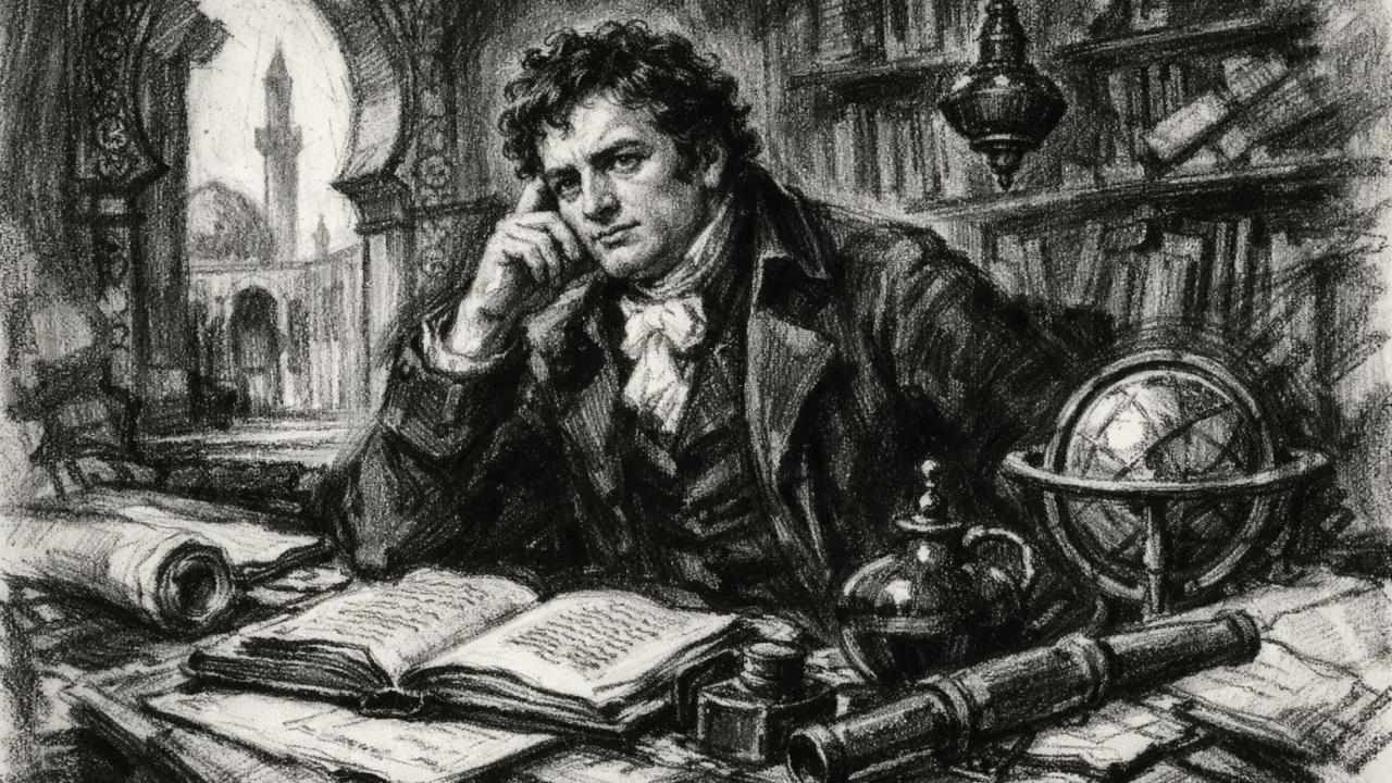 Joseph Fourier u Egiptu tijekom Napoleonove ekspedicije prikazan u ugalj stilu