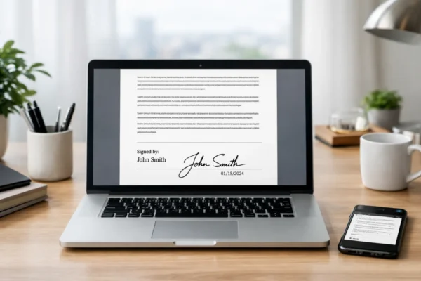 Digitalno potpisivanje dokumenata na laptopu bez printanja u modernom uredskom okruženju