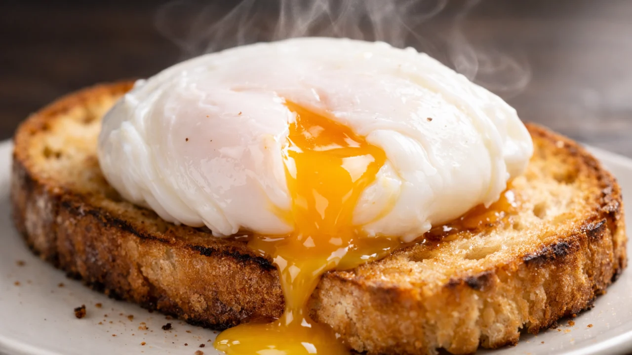 Savršeno poširano jaje s čvrstim bjelanjkom i kremastim žumanjkom na tostiranom kruhu
