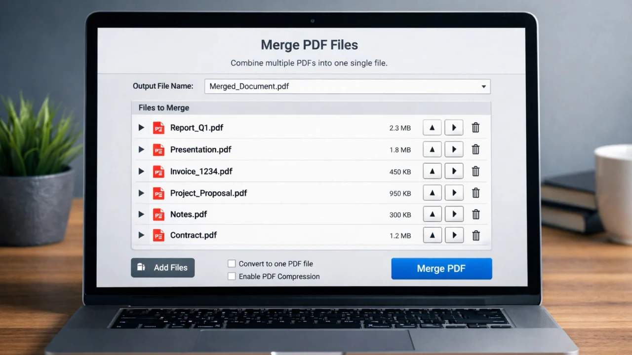 Spajanje više PDF datoteka u jednu pomoću digitalnog alata na računalu