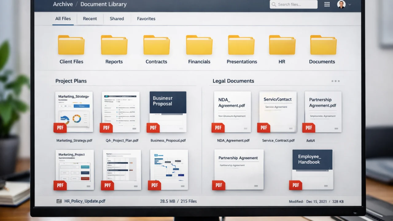 Digitalna arhiva s uredno organiziranim PDF dokumentima za dugoročno spremanje