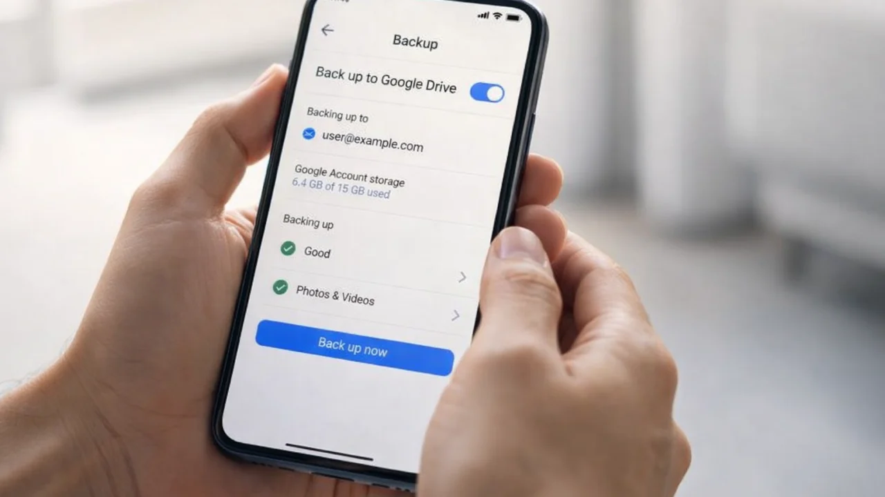 Postavke sigurnosne kopije na mobitelu prikazane na zaslonu pametnog telefona