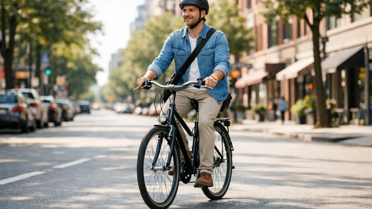Gradski bicikl pravilno prilagođen visini vozača za ugodnu svakodnevnu vožnju po asfaltu