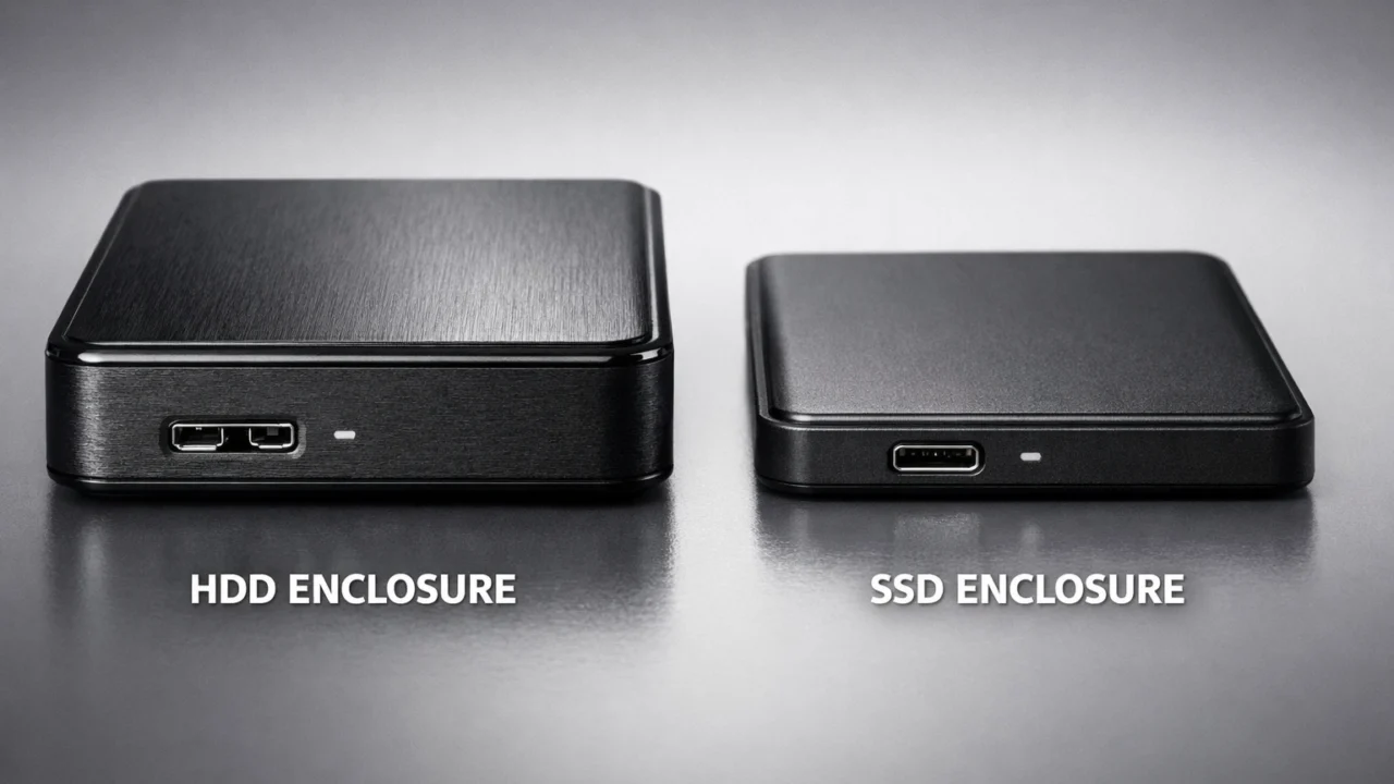 Vizualna usporedba eksternog HDD i SSD diska koji se razlikuju po kućištu, tehnologiji i dizajnu