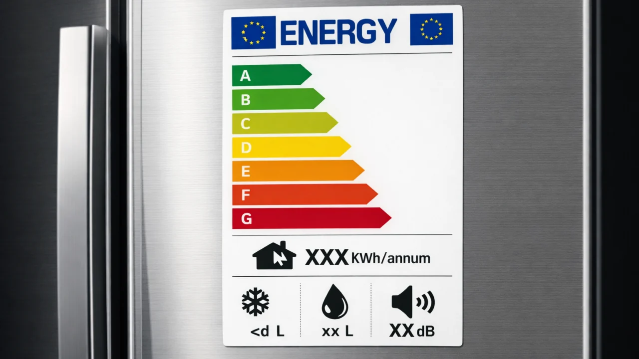 Energetska naljepnica hladnjaka prikazuje razrede od A do G i potrošnju električne energije