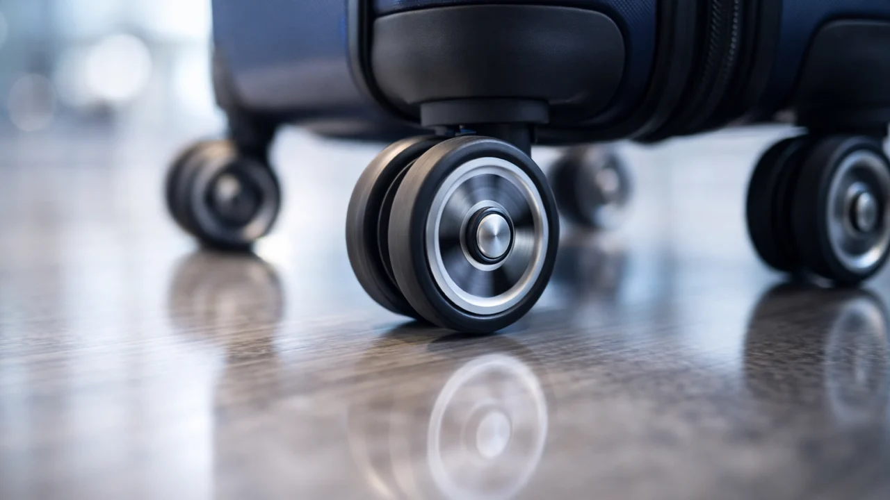 Kotači kofera s rotacijom od 360 stupnjeva koji olakšavaju kretanje kroz zračnu luku