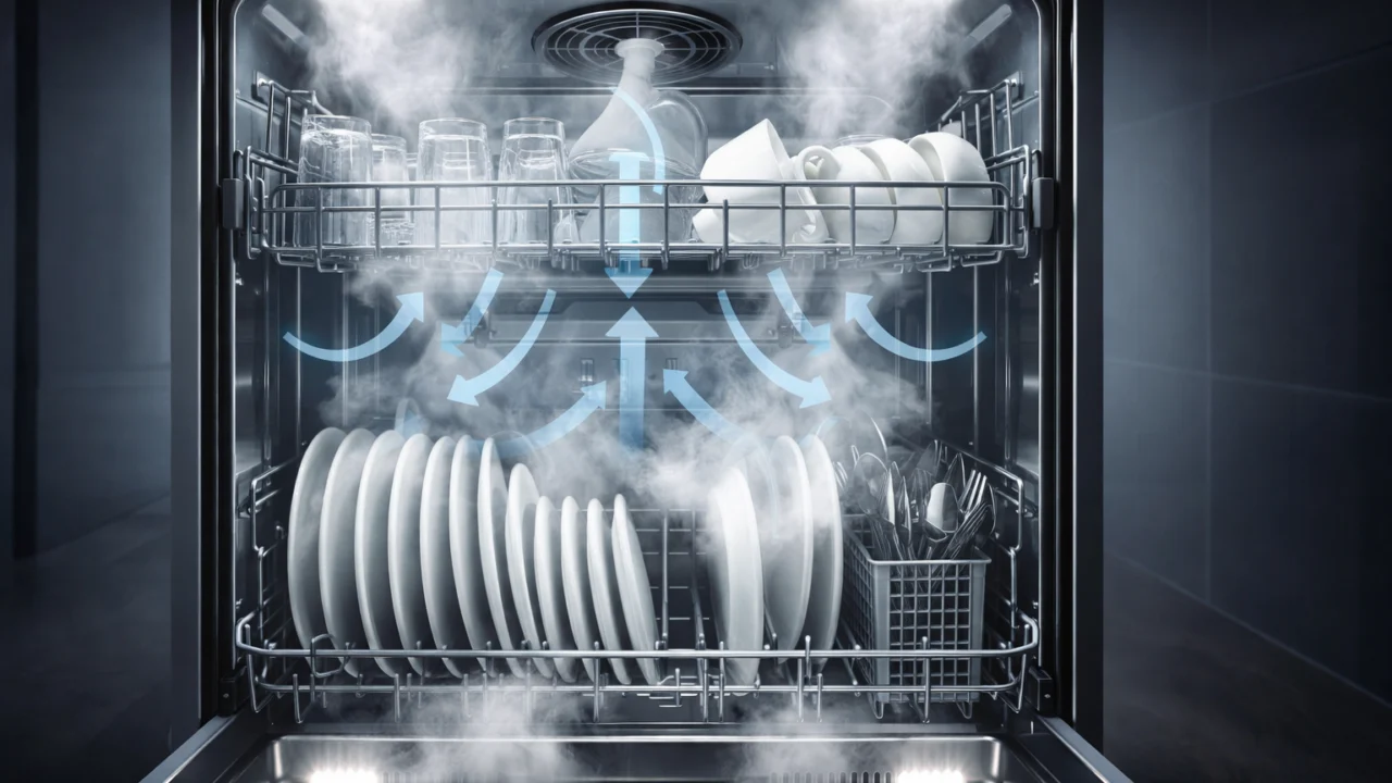 Sustav sušenja perilice posuđa prikazuje koliko će posuđe biti suho i spremno za spremanje nakon programa