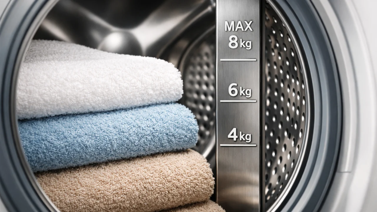 Prikaz kapaciteta bubnja perilice rublja s ručnicima, važan faktor pri odabiru perilice