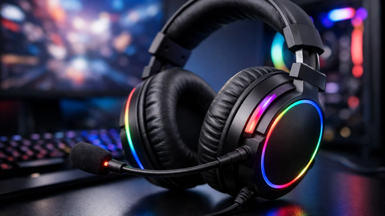 Gaming slušalice s mikrofonom i RGB osvjetljenjem, fokus na komunikaciju i prostorni zvuk