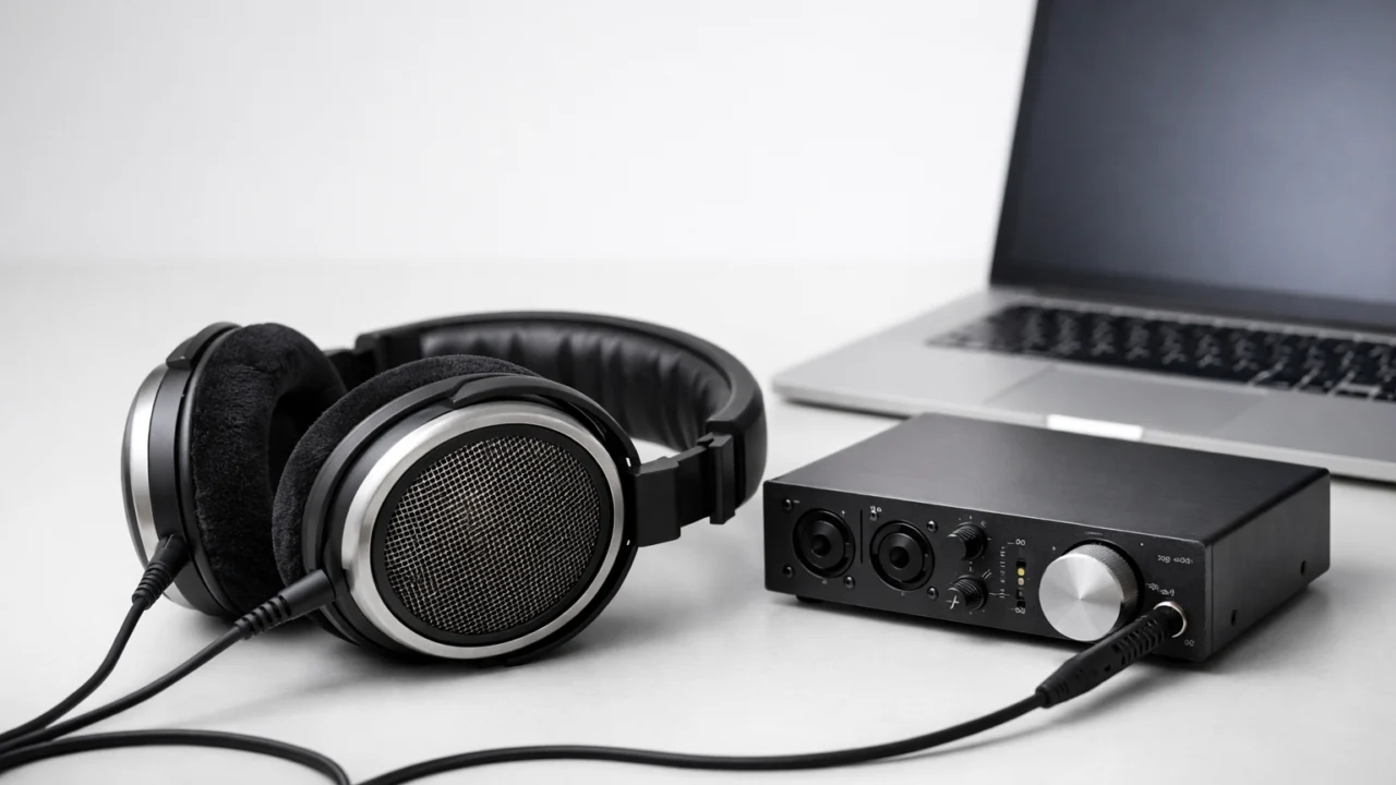 Slušalice za glazbu s neutralnim zvukom u studijskom okruženju, idealne za audiofile