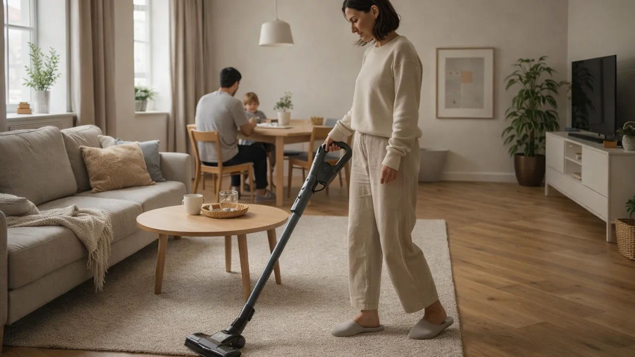 Praktična upotreba usisavača u stanu s fokusom na tihu i učinkovitu svakodnevnu upotrebu