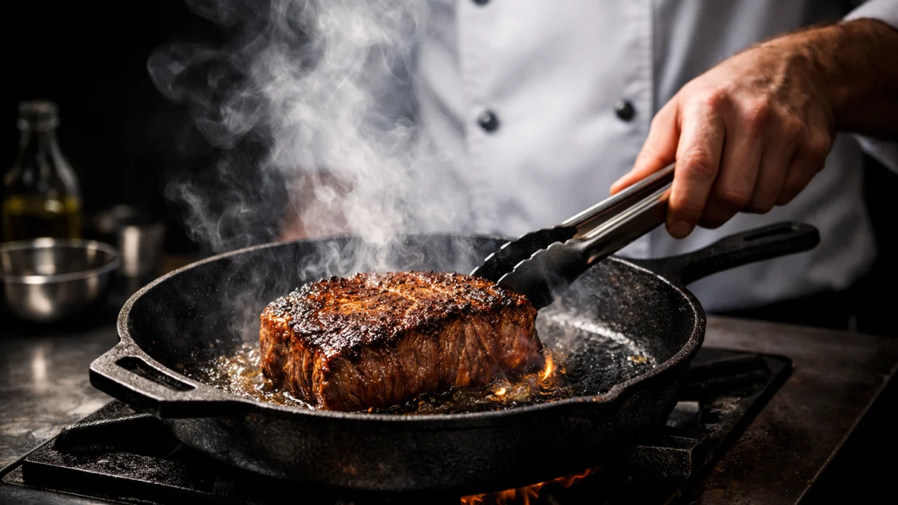 Lijevanoželjezna tava za pečenje steakova na visokim temperaturama s ravnomjernim zapečenjem