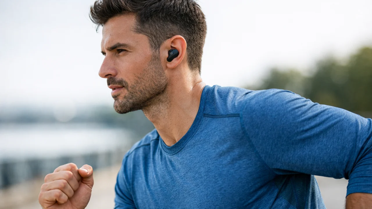 In-ear slušalice tijekom treninga na otvorenom, naglasak na stabilnost, udobnost i slobodu kretanja