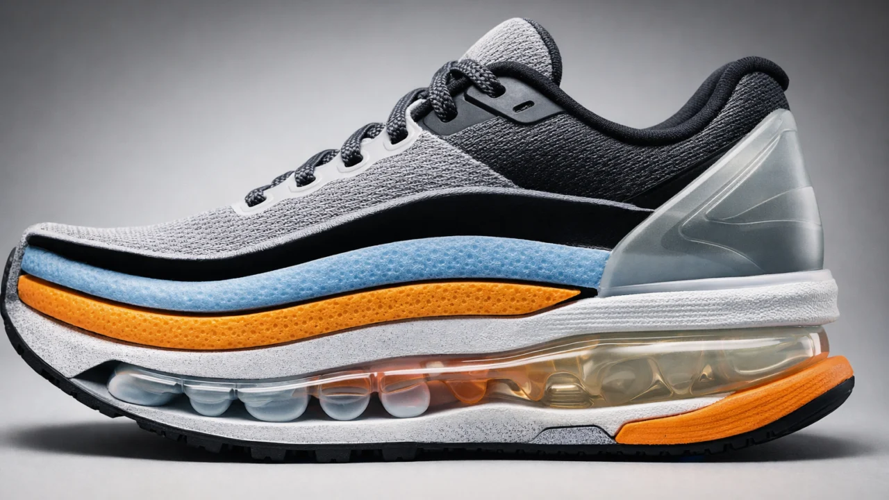 Prikaz unutarnje konstrukcije tenisica za trčanje s višeslojnom amortizacijom