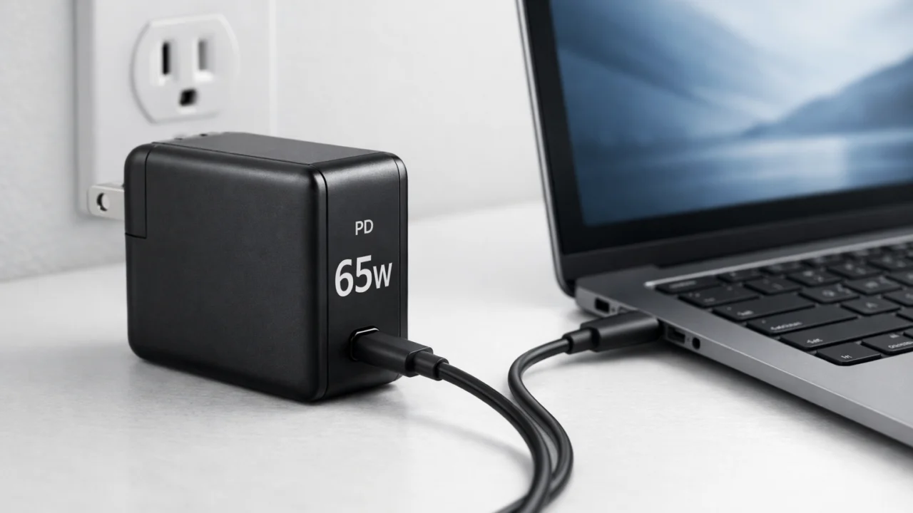 USB-C PD punjač snage 65 W namijenjen punjenju prijenosnih računala i zahtjevnih uređaja