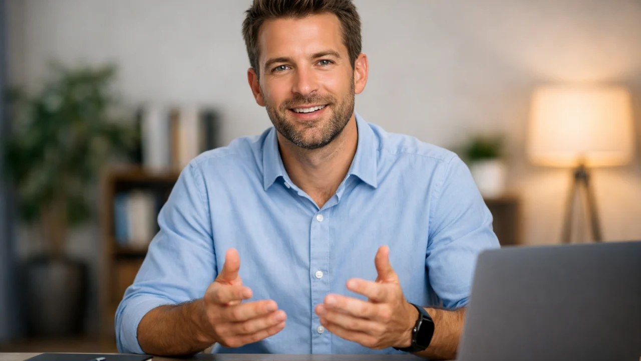 Pravilno pozicionirana web kamera s podešavanjem kuta snimanja za online prezentacije