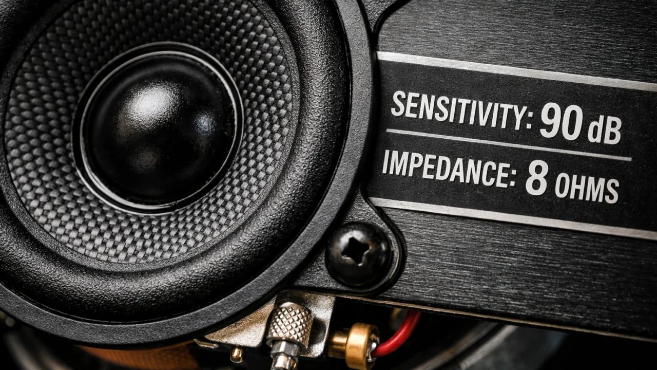 Detalj zvučnika s prikazom osjetljivosti i impedancije važnih za stvarnu glasnoću zvuka
