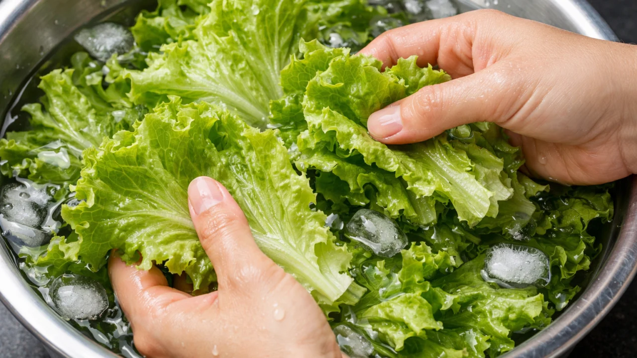 Pravilno pranje salate u hladnoj vodi bez jakog mlaza kako bi listovi ostali neoštećeni