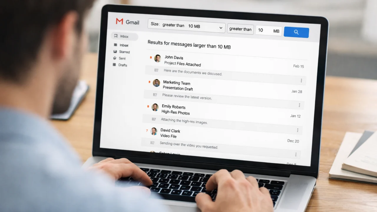 Korištenje Gmail pretrage za pronalazak e-mailova s velikim privicima prema veličini