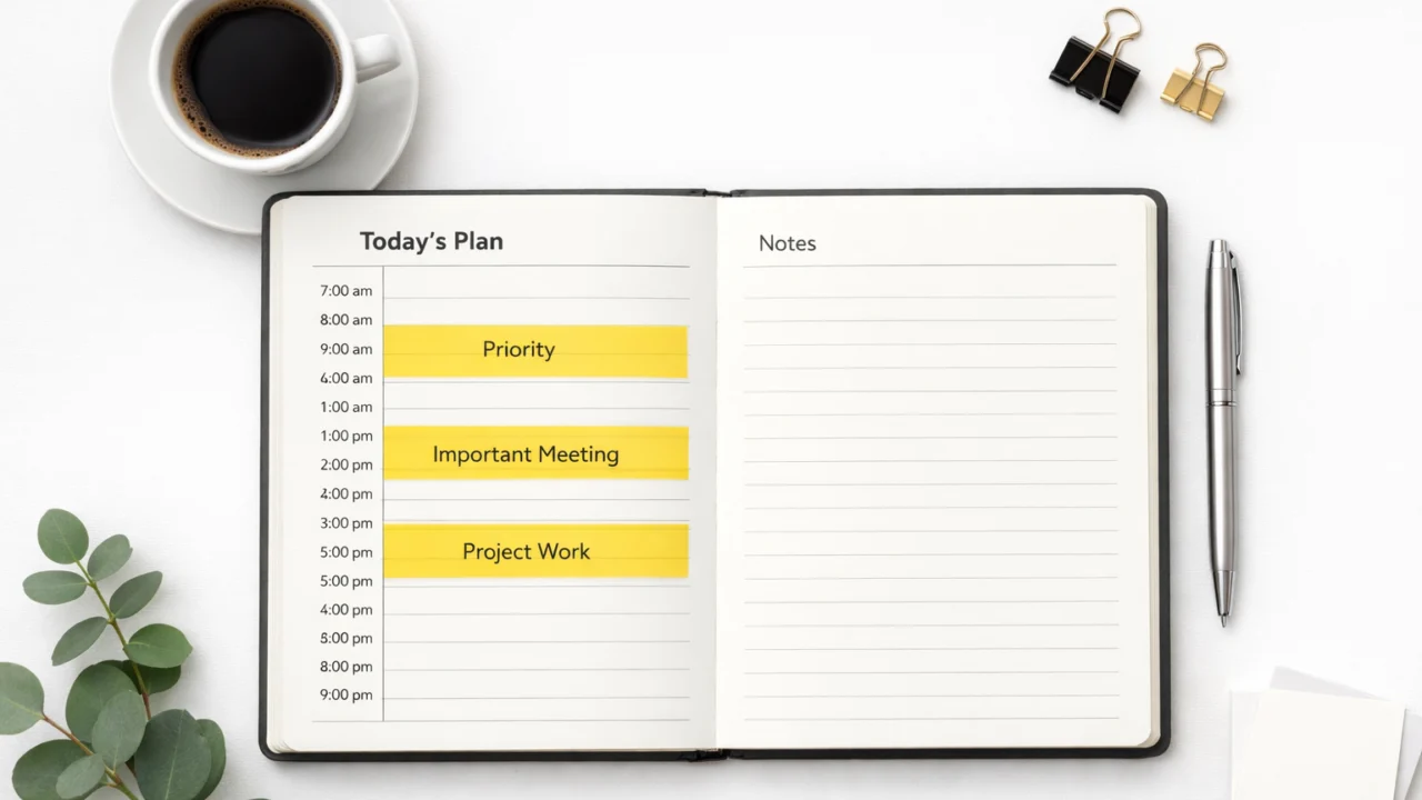 Realističan dnevni plan s dovoljno prostora i jasno označenim prioritetima