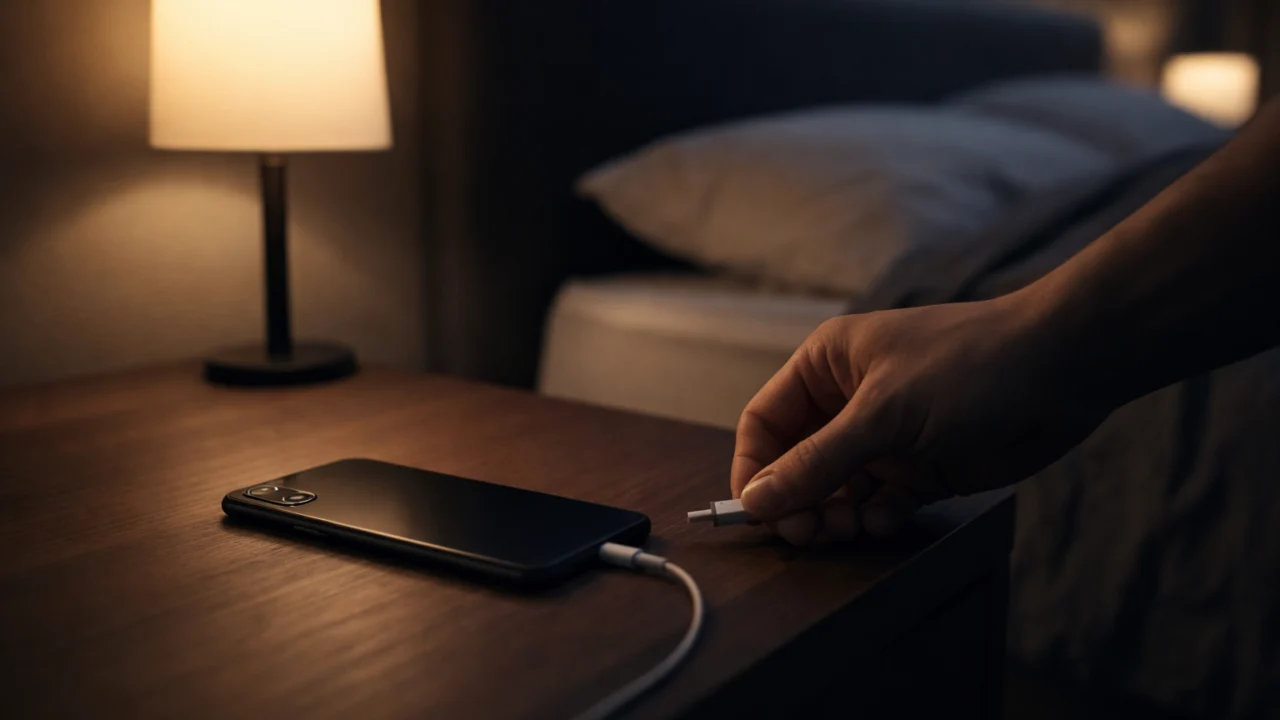 Odlaganje mobitela prije spavanja radi smanjenja plavog svjetla i lakšeg uspavljivanja