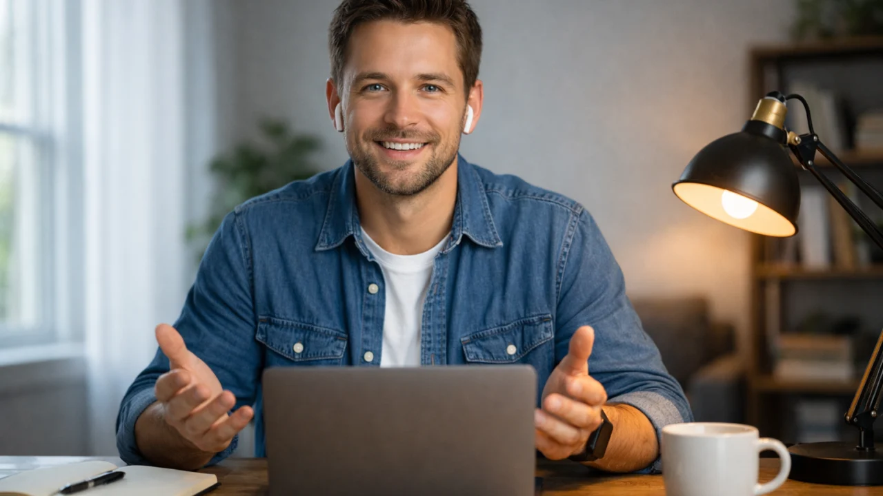 Pravilno osvjetljenje lica tijekom videopoziva uz prirodno svjetlo i stolnu lampu