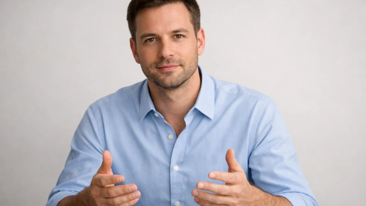 Samouvjeren muškarac vježba asertivnu komunikaciju i postavljanje osobnih granica