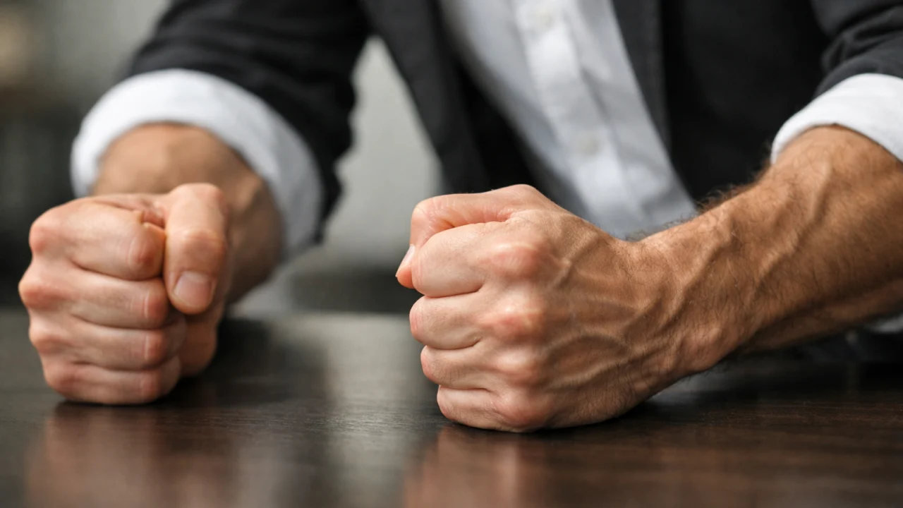 Tjelesni znakovi ljutnje i frustracije prikazani kroz napetost ruku i držanja tijela