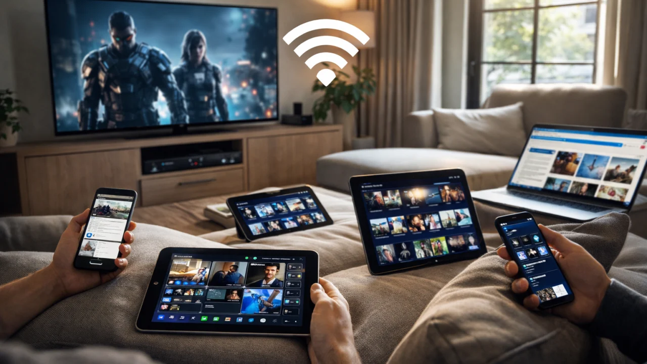 Preopterećena kućna mreža s više uređaja istovremeno spojenih na internet