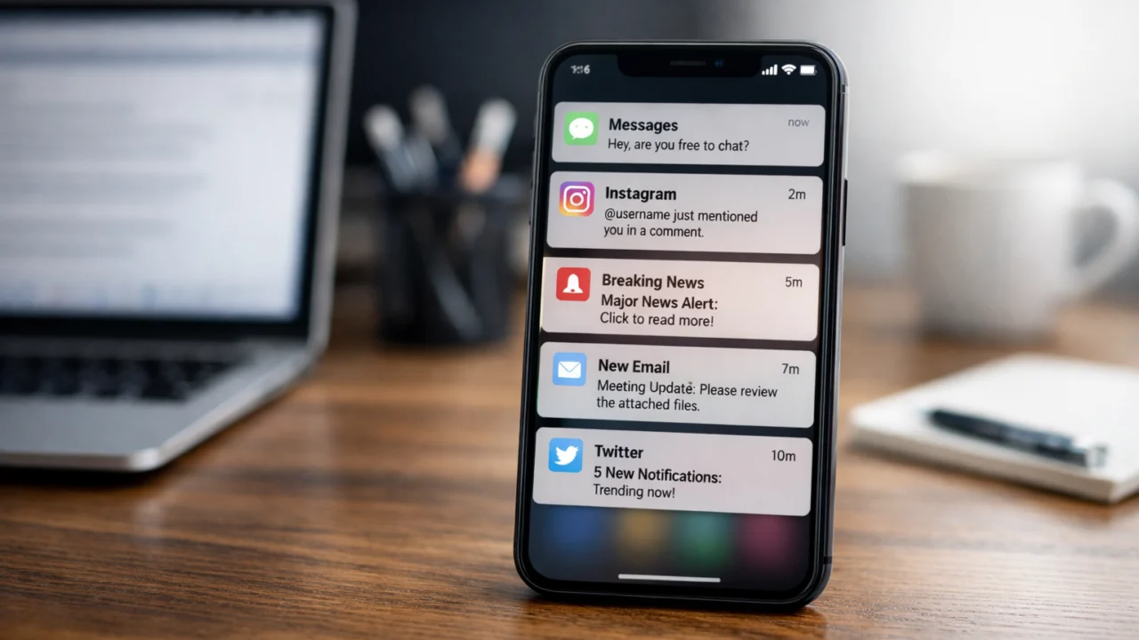 Notifikacije na mobitelu koje prekidaju koncentraciju tijekom rada i smanjuju duboki fokus