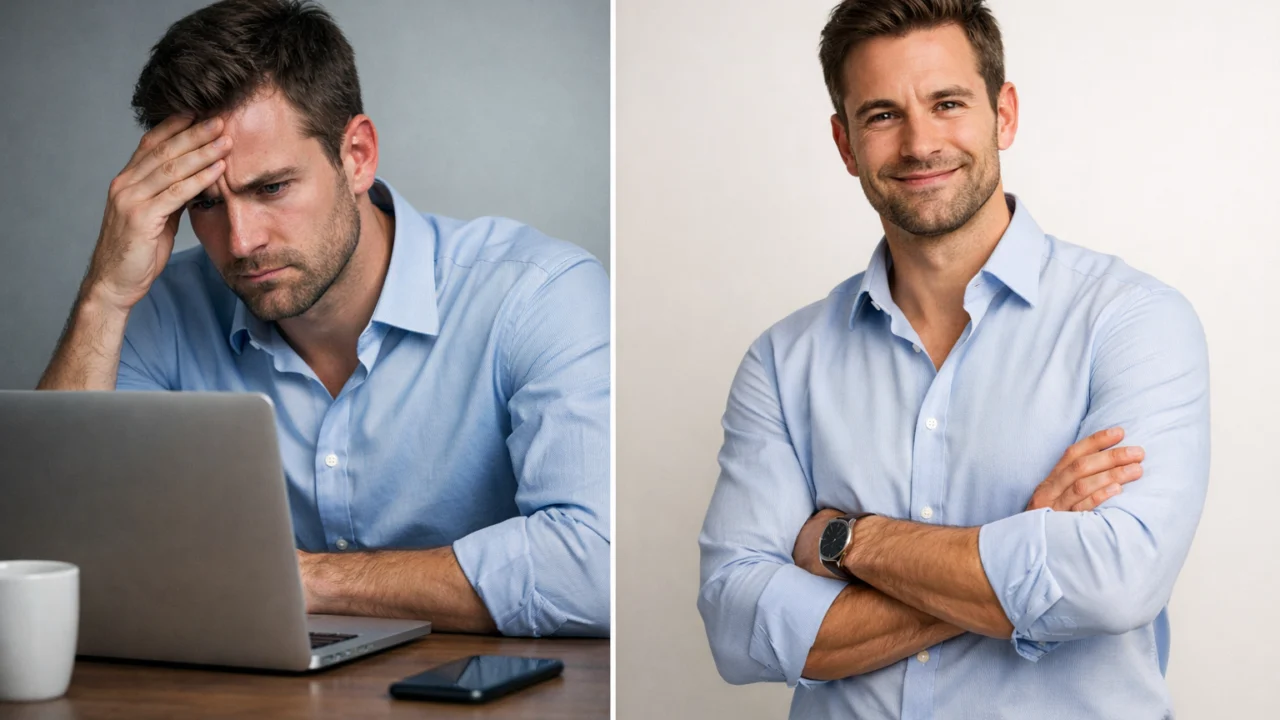 Vizualni prikaz razlike između negativnog uspoređivanja i zdravog odnosa prema sebi