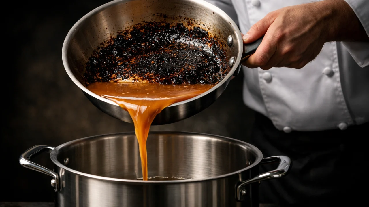 Odvajanje zagorenog umaka kako bi se spriječila gorčina u jelu