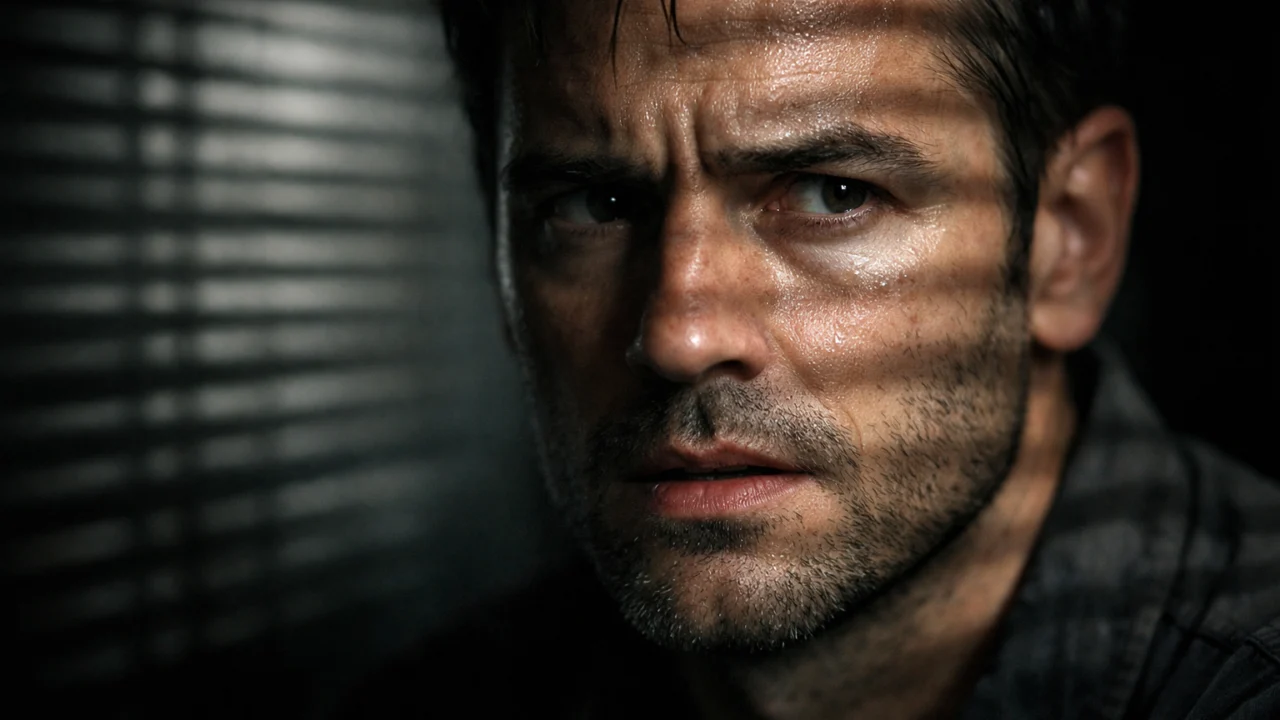 Psihološka napetost u trileru prikazana kroz zabrinuti izraz lica i igru svjetla i sjene